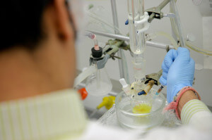 A researcher at Penn State Hershey purifies leelamine. Source: Penn State